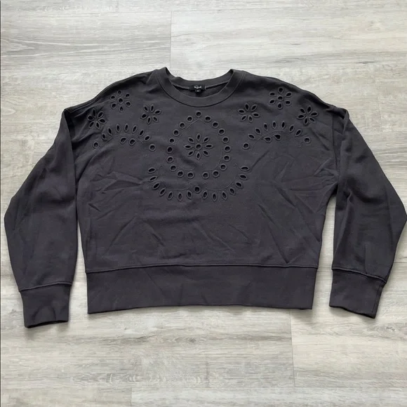 Rails Alice Eyelet Sweatshirt Soft Girl Coquette Cozy Pullover Women M Crew Neck - Picture 5 of 14